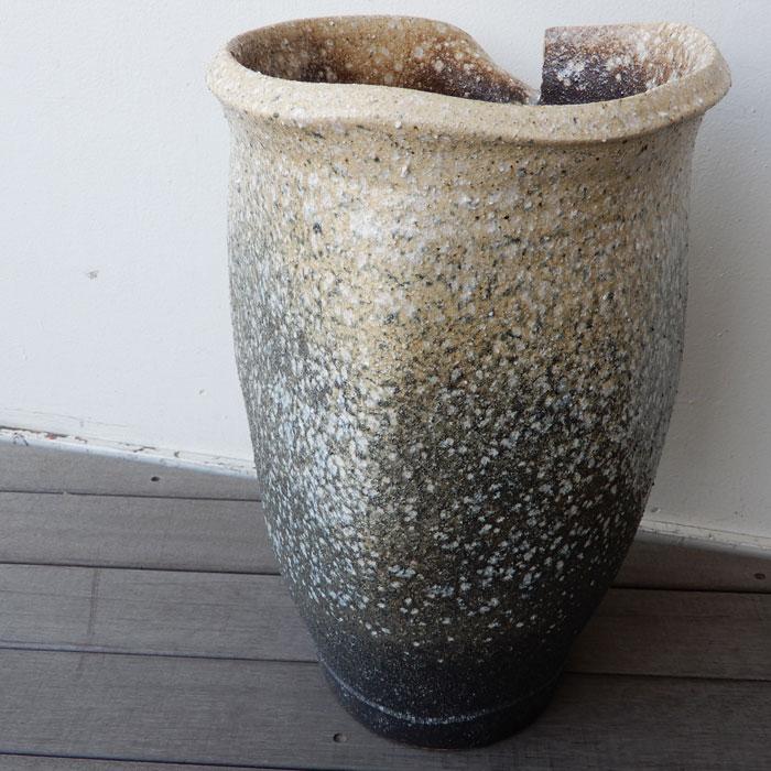 信楽焼 白窯変壺型 傘立 傘立て 陶器 直径30×高さ49cm 壺型 傘立て