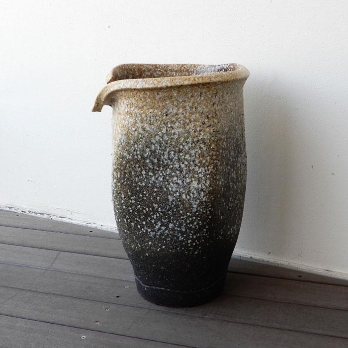 信楽焼 白窯変壺型 傘立 傘立て 陶器 直径30×高さ49cm 壺型 傘立て