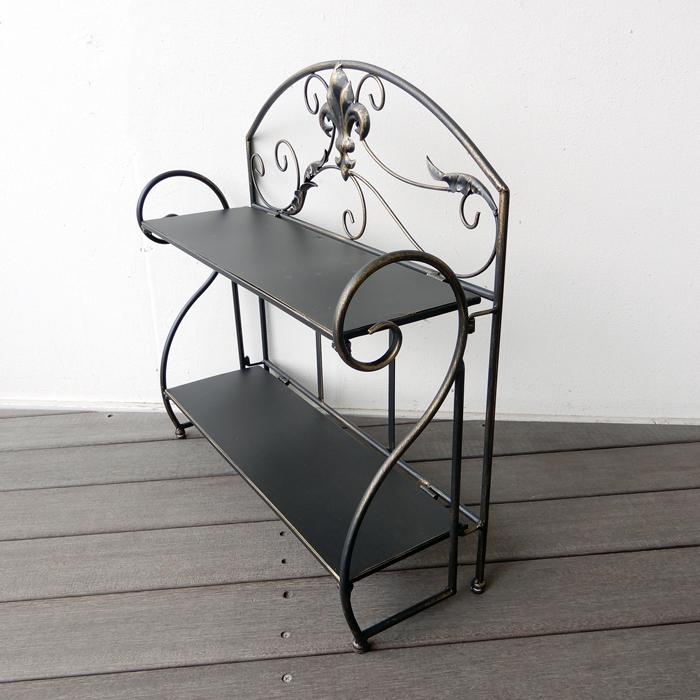 アイアンの2段ラック プランタースタンド 花台 2段 ラック 収納棚