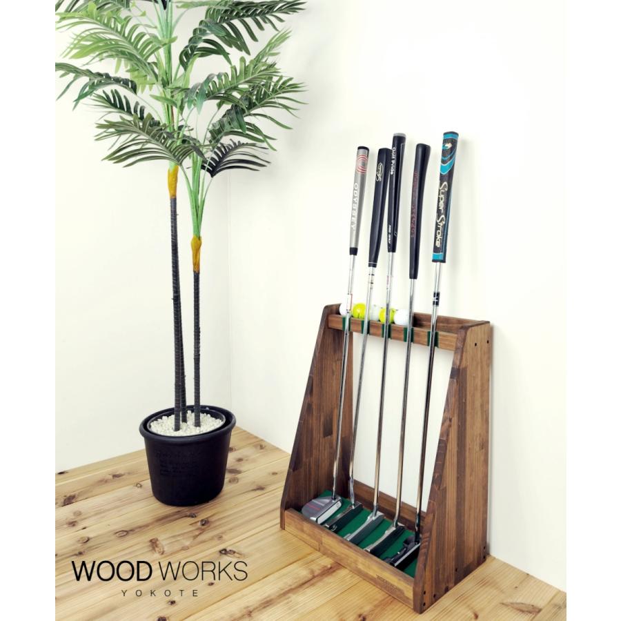 WOODWORKS パターラック 5本掛 (色：ブラウン) 木製 日本製 【 ゴルフ