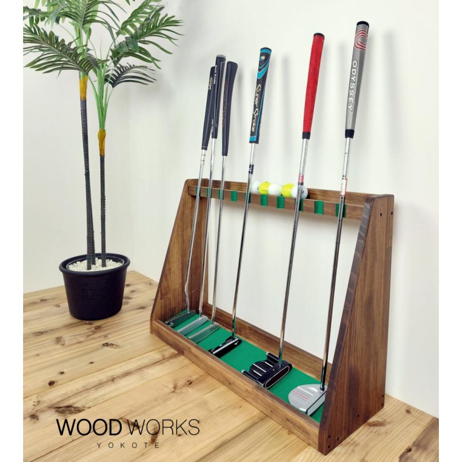 WOODWORKS パターラック 10本掛 (色：ブラウン)木製 日本製 【 ゴルフ