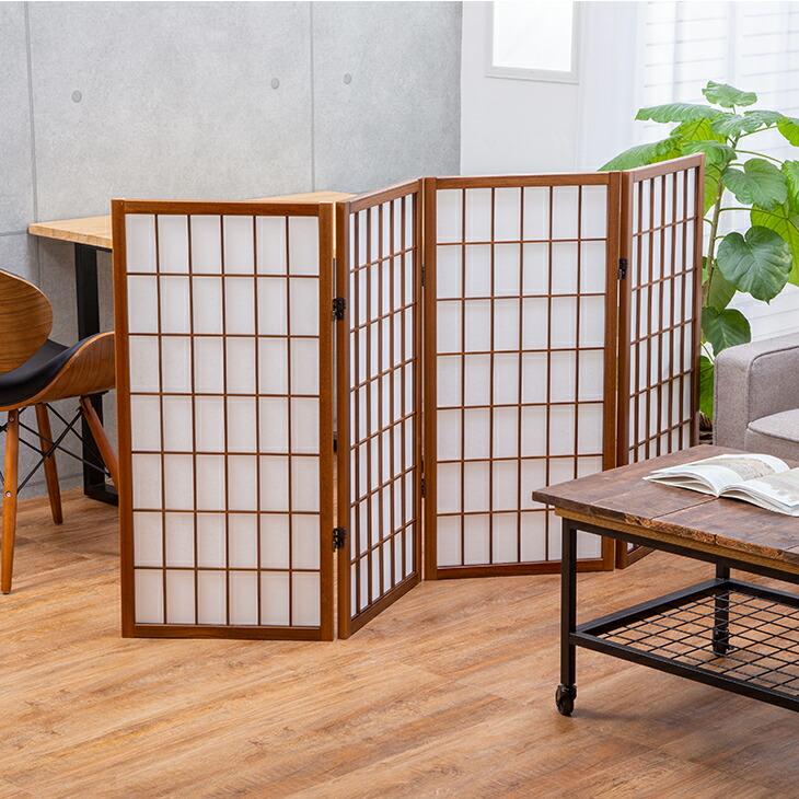 匠木工 障子スクリーン ロータイプ4連 和風衝立 折りたたみ衝立