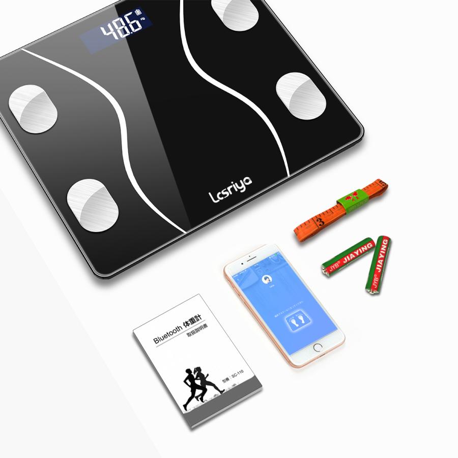 体重計 Bluetooth 体組成計 スマホ連動 体脂肪計 LCD 高精度 体脂肪率