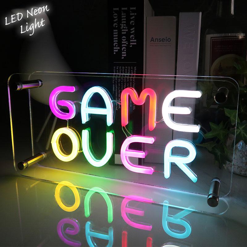 LEDネオンサイン ネオン管風 GAMEOVER インテリア ライト LED ネオン