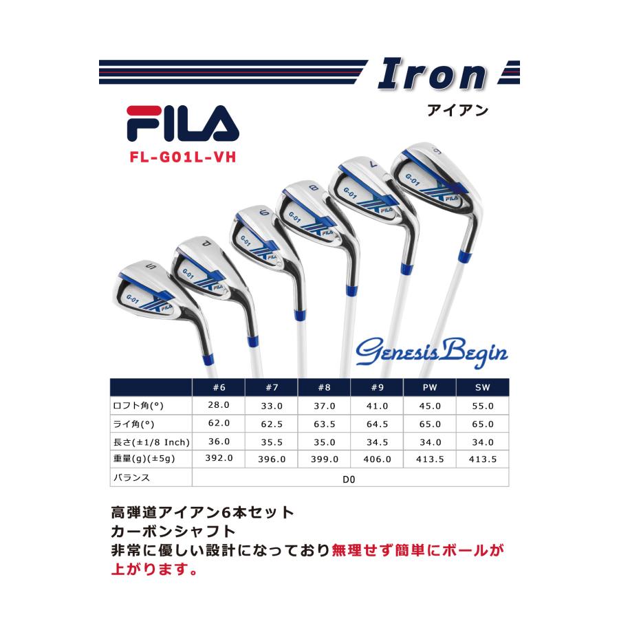 ゴルフクラブセット レディース FILA GOLF フィラ FL-G01L ブルー 14点