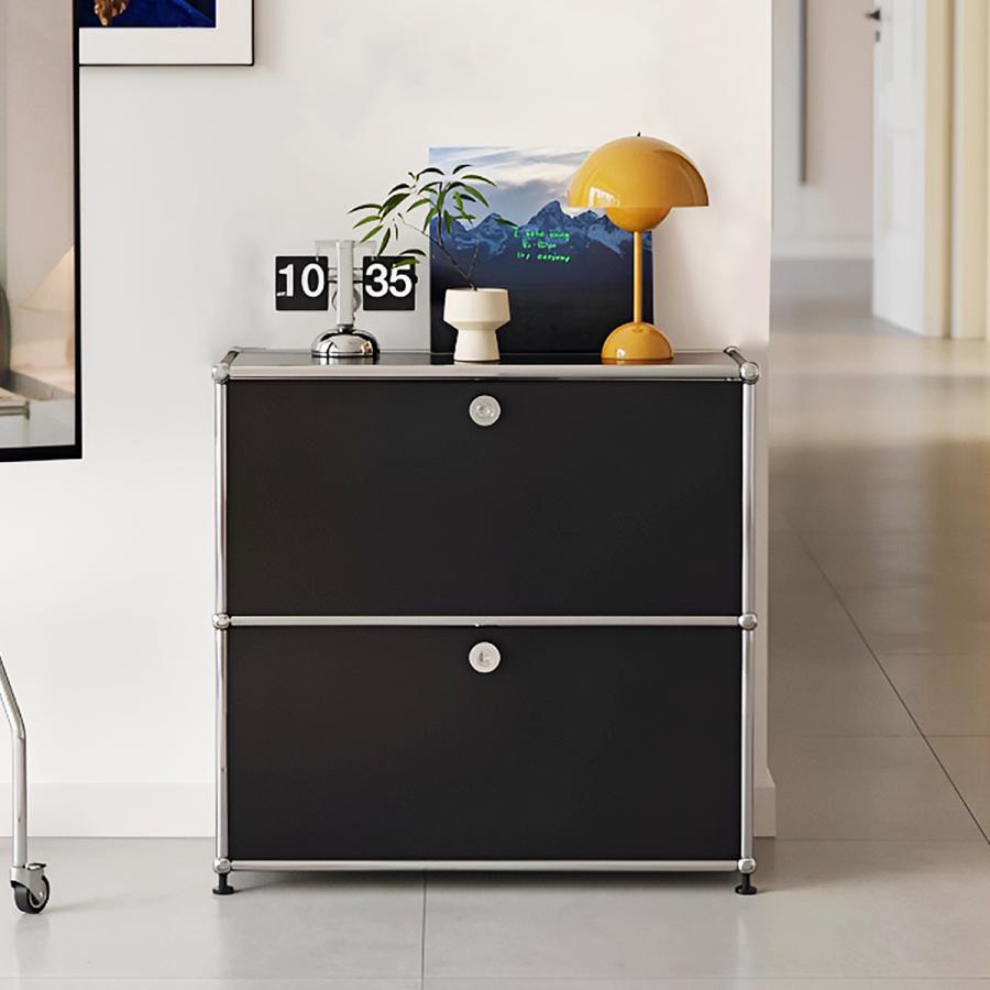 ハラー サイドボード 北欧 2段 鍵付き 幅77cm 国内在庫 モジュール