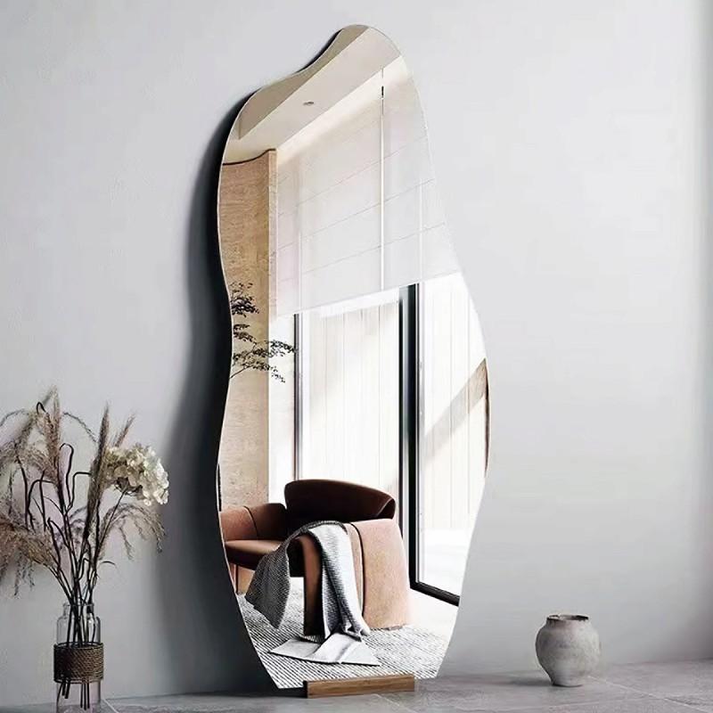 スタンドミラー 北欧 姿見 2Way ウォールミラー 全身鏡 韓国 ウェーブ