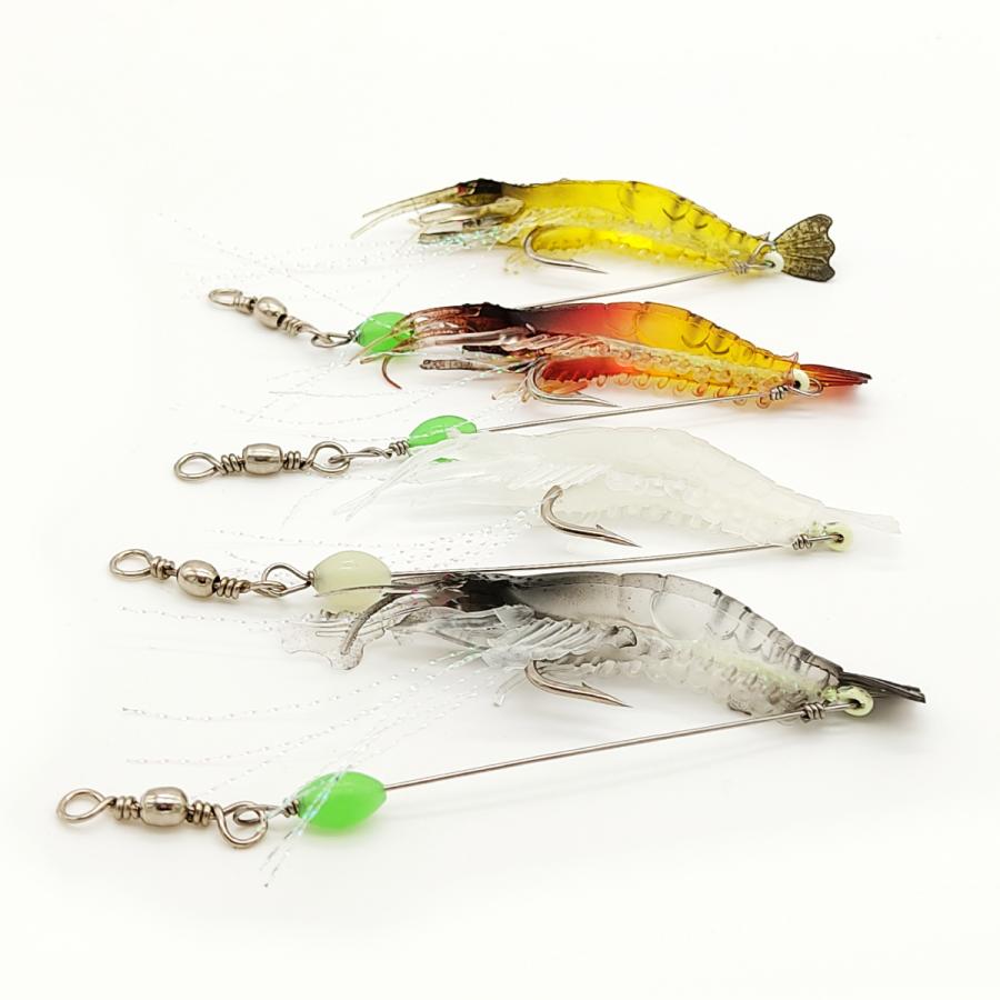 オルルド釣具 ソフトワーム 9cm 6g 4色セット エビ ワーム 夜光 ルアー