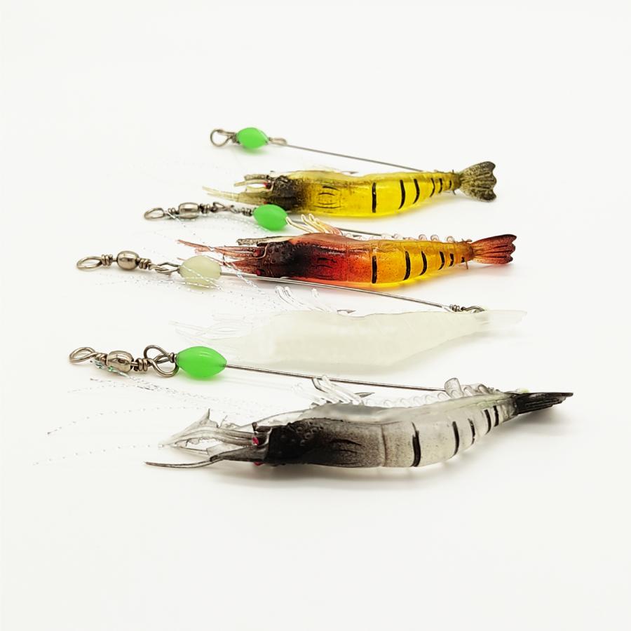 オルルド釣具 ソフトワーム 9cm 6g 4色セット エビ ワーム 夜光 ルアー