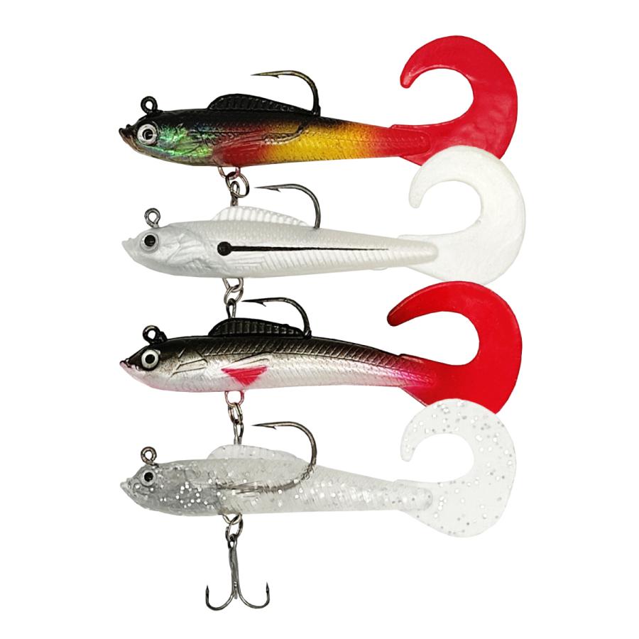 オルルド釣具 ソフトルアー 9cm 9.5g 4色 4個セット スイムシャッドA