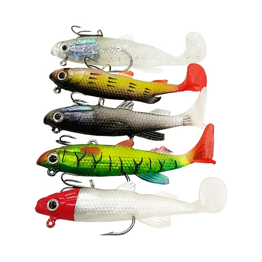 オルルド釣具 ソフトルアー 8cm 14g 5色 5個セット スイムシャッドB