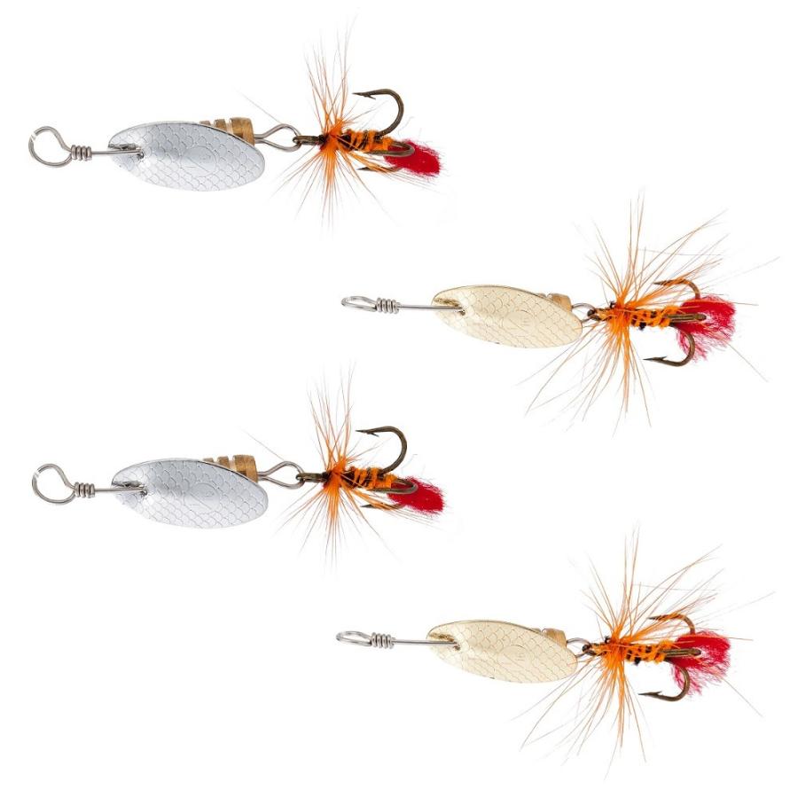 オルルド釣具 スピナー 4個セット 5.2cm 3g 渓流用 毛付き「トラルドB