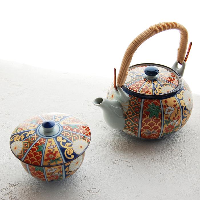 波佐見焼 錦彩古伊万里 蓋付茶器揃 土瓶 土瓶急須 湯呑み 湯呑 ゆのみ