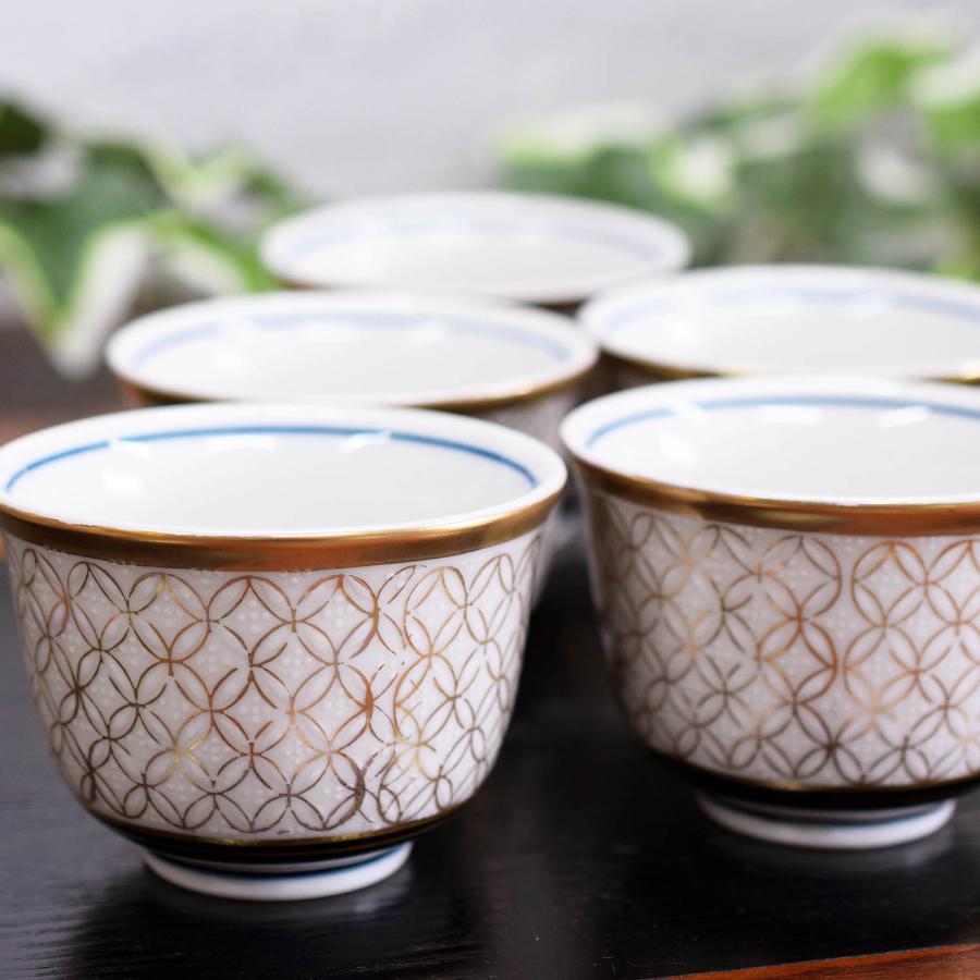 九谷焼 来客用 湯呑み 5客セット 金七宝 高級 和食器 湯呑み茶碗 : 和