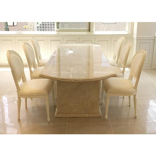 大理石家具 オーダーメイド ダイニングテーブル240cm 2本脚 エレガンス