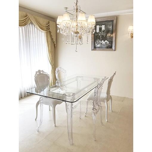 輸入家具 ヨーロッパ家具 ダイニングテーブル W160cm ロココ調 クリア