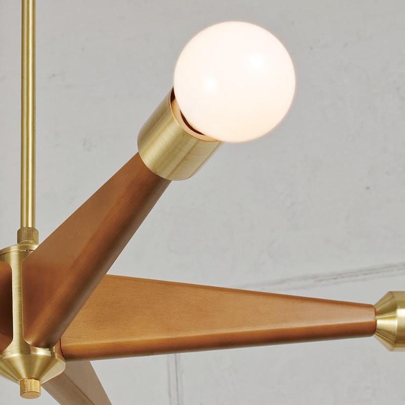 ペンダントライト 照明 5灯 ゴールド ウッド 木製 木目 北欧デザイン