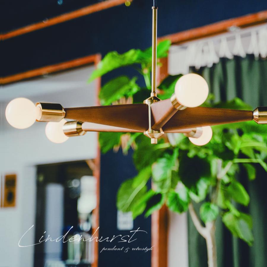 ペンダントライト 照明 5灯 ゴールド ウッド 木製 木目 北欧デザイン