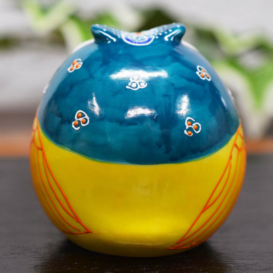 九谷焼 フクロウ 置物 陶器 ふくろう 緑青盛 風水 開運 縁起物 誕生日