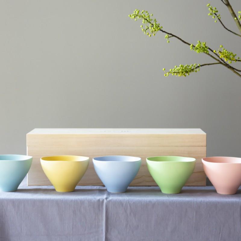 美濃焼 SAKUZAN 作山窯 ギフトボックス入 Sara Lotus 5 カップ セット