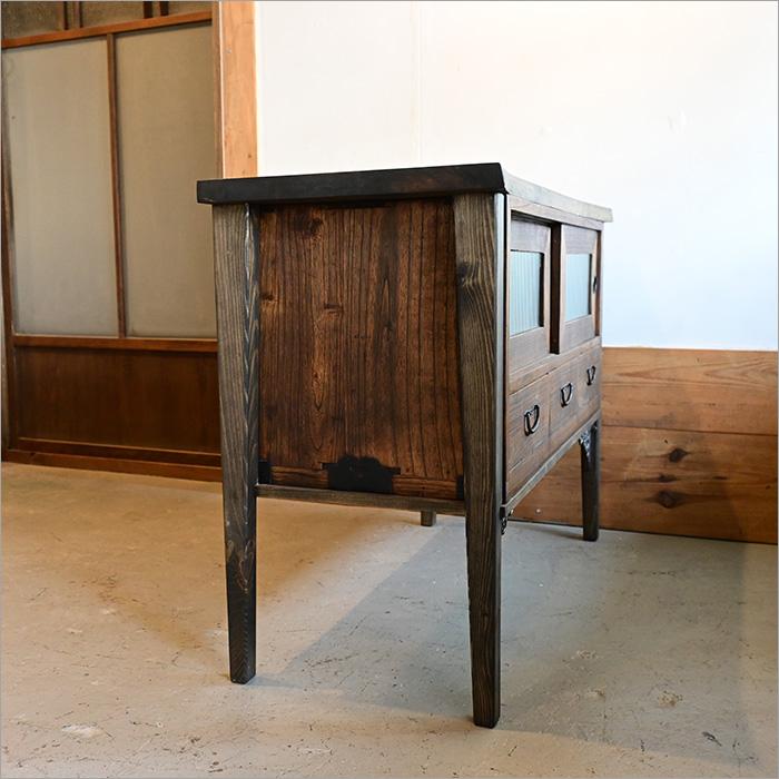 桐箪笥 リメイク チェスト 和箪笥 ガラスキャビネット 幅100cm 古家具