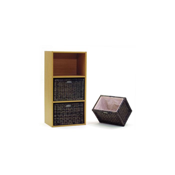 ラタン 収納バスケット 3個組 おしゃれ バスケット 奥行26 籐 カラー