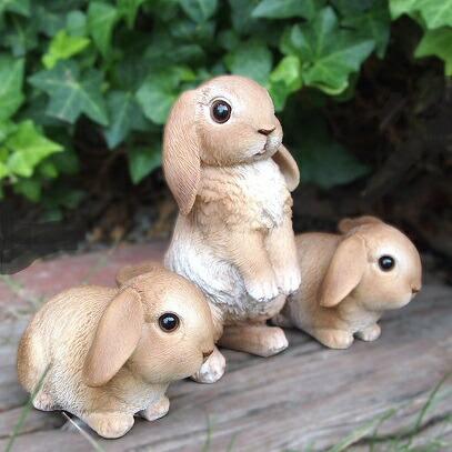 うさぎの置物 たれ耳うさぎの親子3品セット 8184・83HH