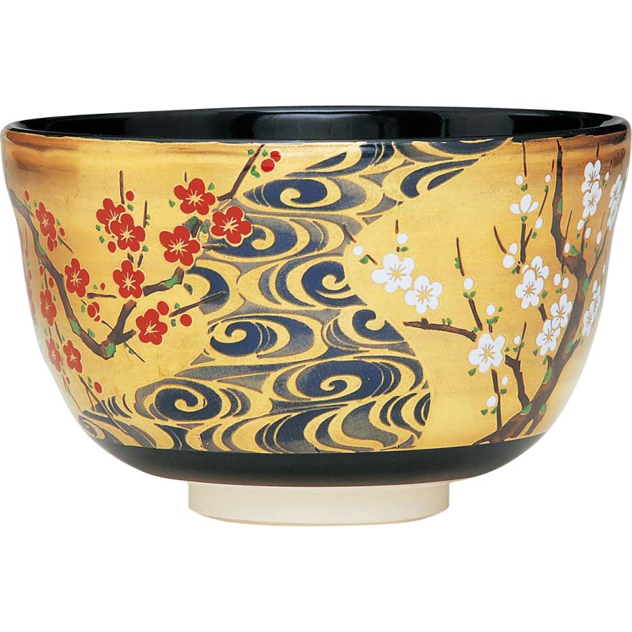 茶碗 金地 光琳梅 宮地英香作 茶道具 茶道 琳派写し 紅白梅 新春の