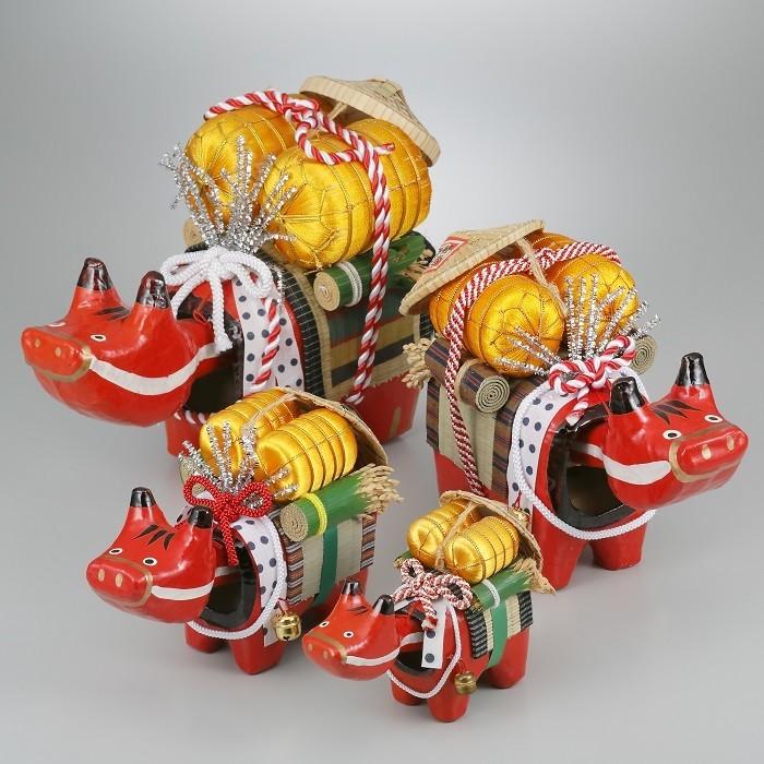 黄金べこ（大）日本のお土産会津張子赤べこ 約 16.0×10.0×7.0（cm