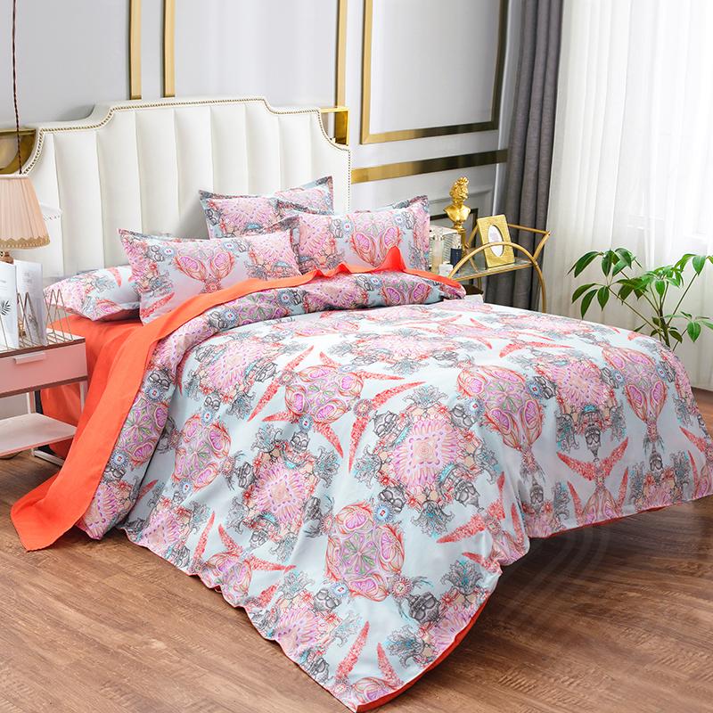 ダブルサイズ ベッド 布団カバー フラットシーツ 枕カバー 4点セット