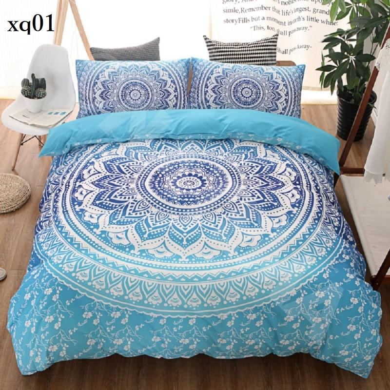 セミダブル ダブルサイズ3点セット ボヘミアン 柄 布団カバー 枕カバー