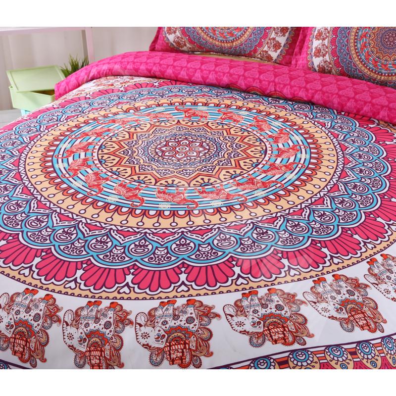 セミダブル ダブルサイズ3点セット ボヘミアン 柄 布団カバー 枕カバー