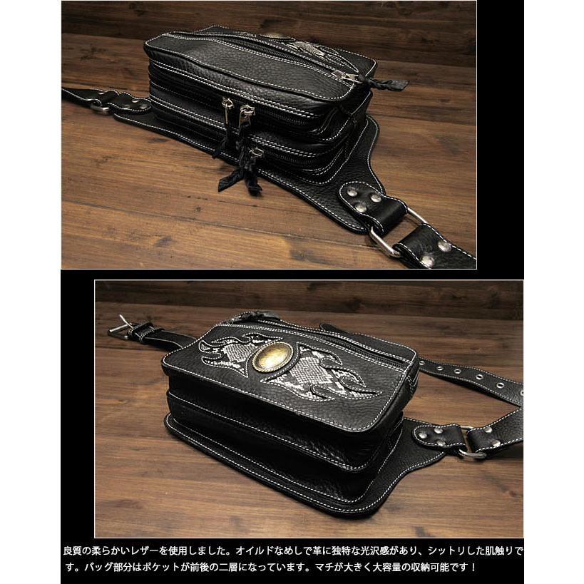 レザー ウエストバッグ ヒップバッグ ファニーパック バイカー 牛革 本