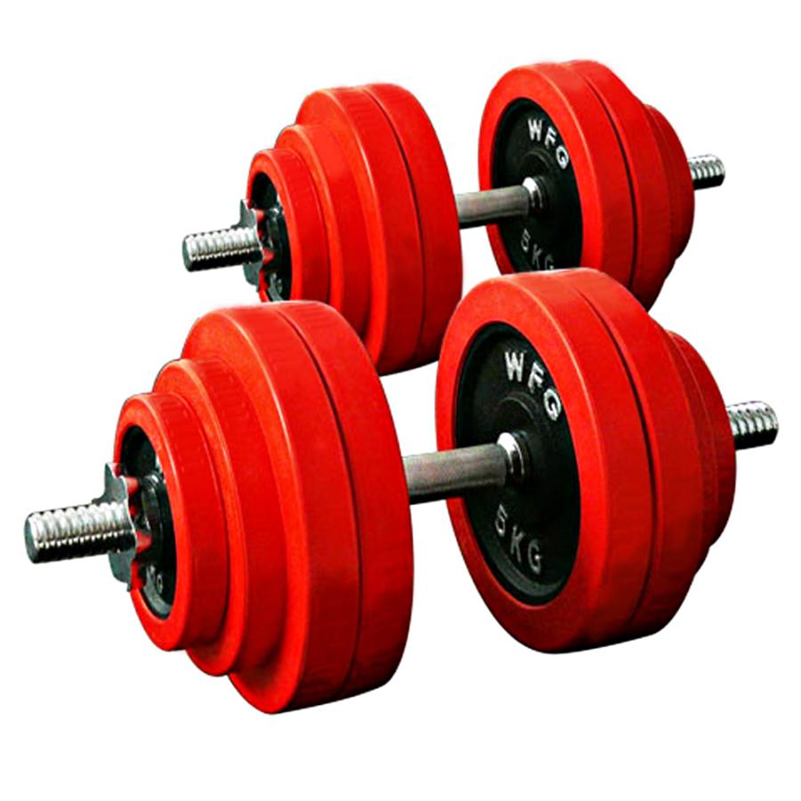 WILD FIT（ワイルドフィット） ダンベルセット 60kg 赤ラバー / 筋トレ