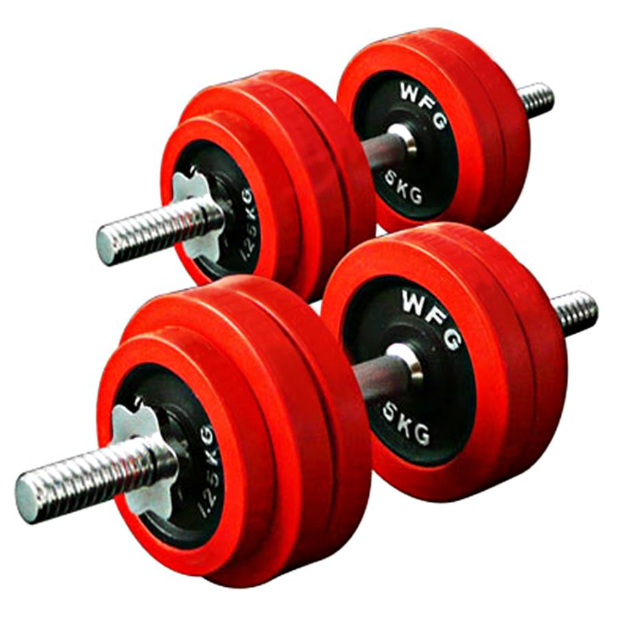 WILD FIT（ワイルドフィット） ダンベルセット 30kg 赤ラバー / 筋トレ