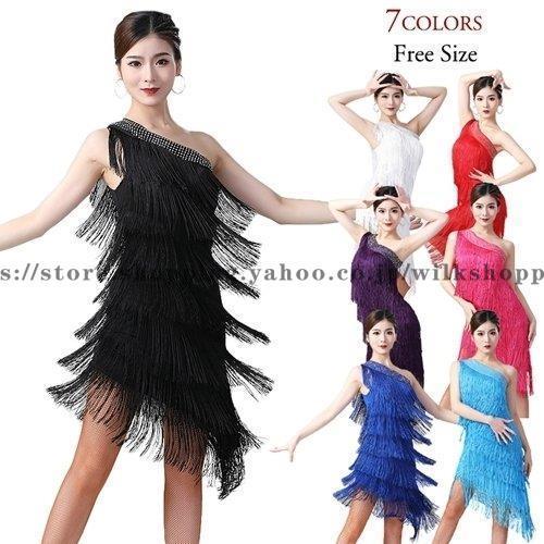 レディース スパンコール衣装 スパンフリンジ ミニワンピ パーティー