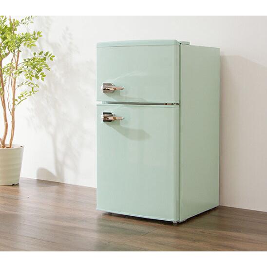 simplus（シンプラス） 2ドア レトロ冷凍冷蔵庫 85L 右開き ライト