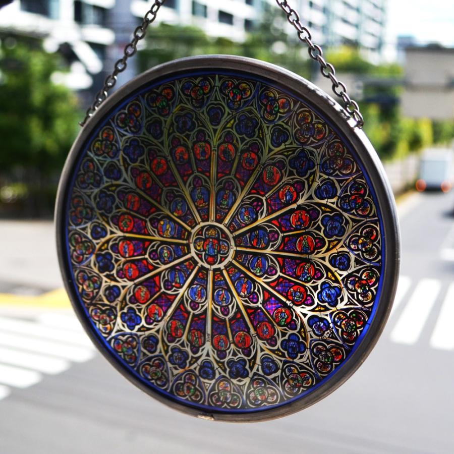 英国製 ステンドグラス ノートルダム大聖堂 南のバラ窓 Winged Heart