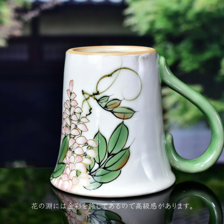 京焼 清水焼 陶あん 色絵付け マグカップ（白地×藤） : 陶あんYahoo!店