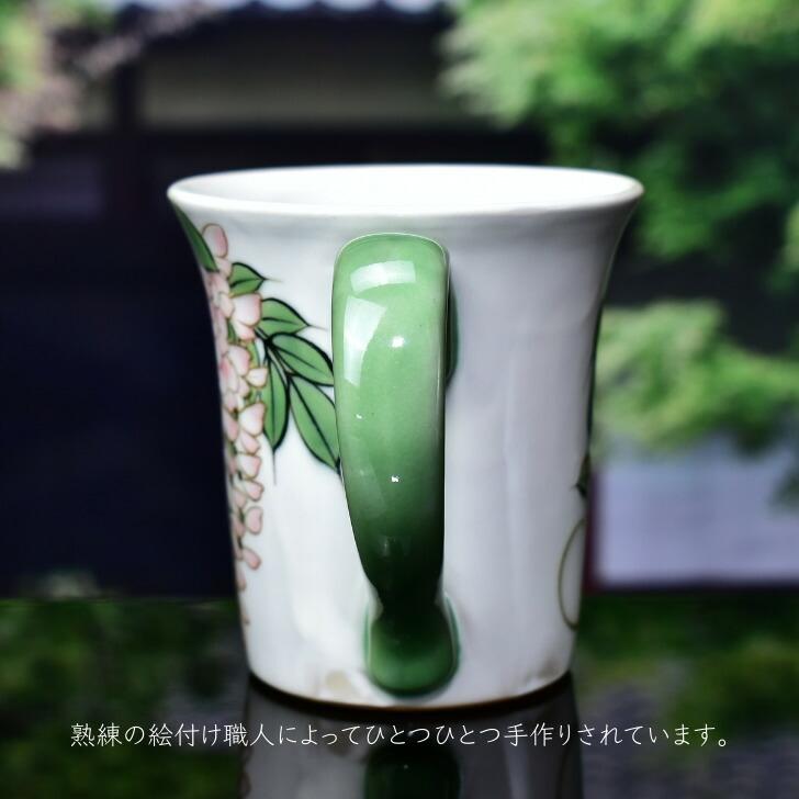 京焼 清水焼 陶あん 色絵付け マグカップ（白地×藤） : 陶あんYahoo!店
