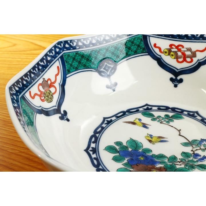 九谷焼 7号鉢 染付宝紋花鳥 / 青郊窯 和食器 中鉢 盛鉢 人気 ギフト