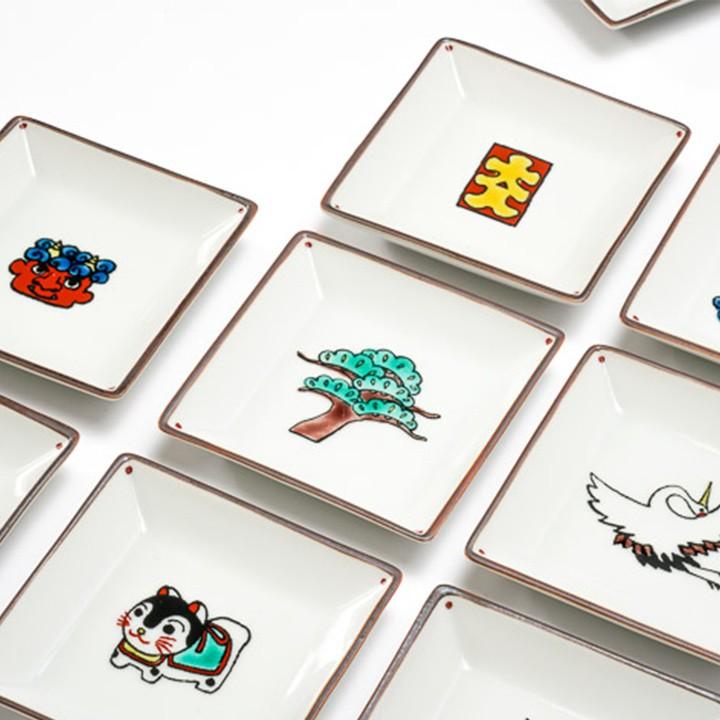 九谷焼 全22種類 寿ぎ（ことほぎ）角小皿 / 双鳩窯 ｜ 角皿 9cm 使い