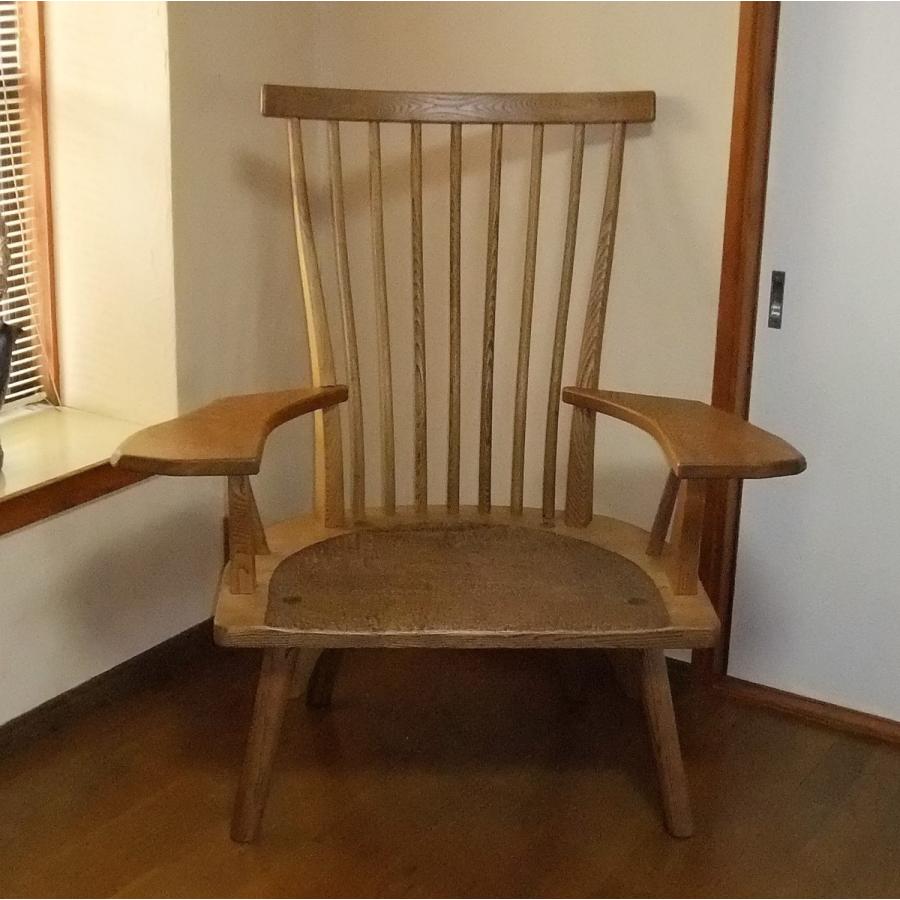 パーソナルチェア・木製 肘掛付椅子・椅子・無垢・栗材・手作り家具