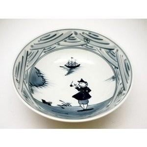 有田焼 青花 しん窯 長崎紋渕上り 江戸紋 奴だこ 6.5寸 中華丼 19cm