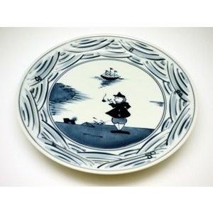 有田焼 しん窯 青花 長崎紋 玉渕8寸ミート皿 : 神楽坂のうつわ屋さん