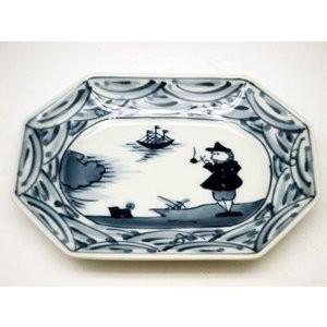 有田焼 青花 しん窯 長崎紋渕上り 江戸紋 奴だこ 6.5寸 中華丼 19cm