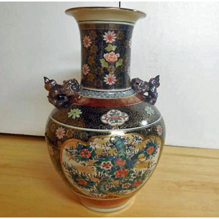 九谷焼 送料無料 ◇ 工芸品 陶磁器 ◇ 九谷焼き 大型つぼ ◇ 幅450