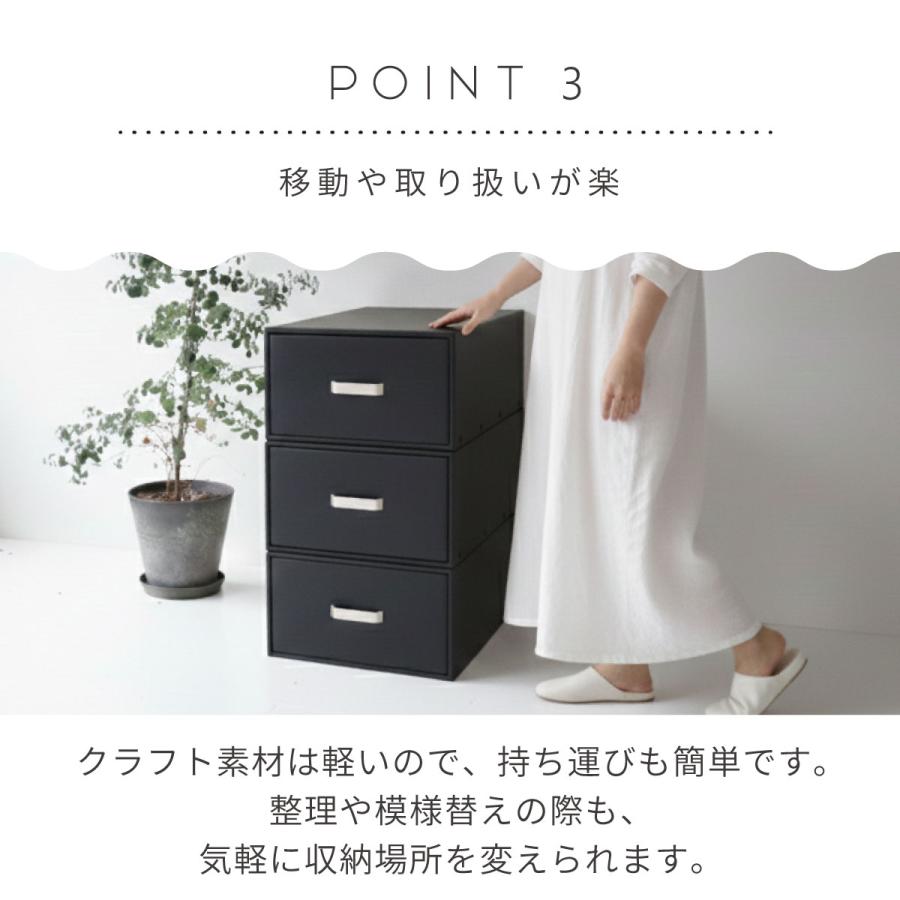 収納ボックス CRAFT 押入れ用 引き出し 10個組 黒 ブラック ダンボール