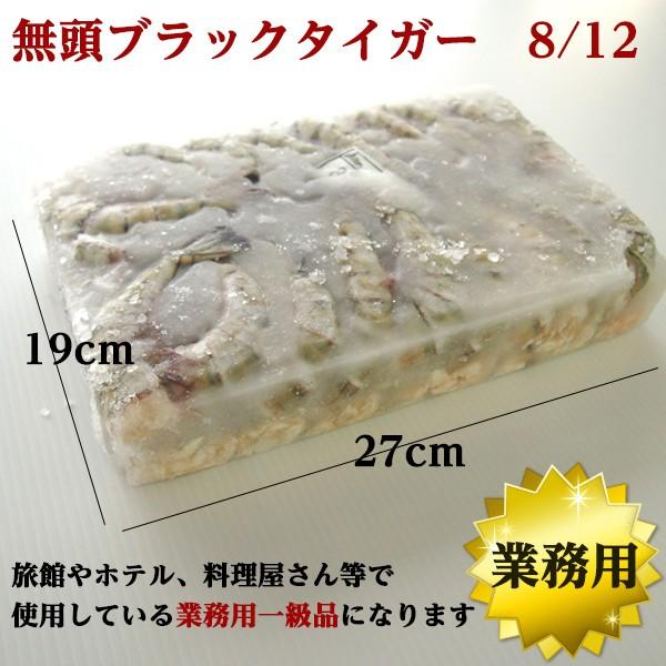 無頭 ブラックタイガー 8/12 約42尾 約11-13cm えび エビ 海老