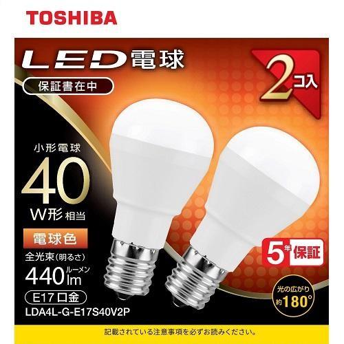 TOSHIBA（東芝） LDA4L-G-E17S40V2P LED小形電球形 2本パック 電球色